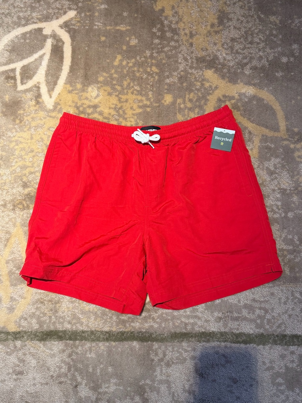 Red Men's Beach Shorts with Drawstring